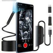 Resim Android Cihazlarına Tip-C ile Bağlanan, PVC Malzeme İçeren, Uygulama Video Kaydı Özelliklerine Sahip, Yan Ayna, Manyetik, saç tokası ve LED Ekran ile Birlikte Gelen, Yüksek Çözünürlüklü 1920P USB Endoskop Kamera - Piller Gerektirmez. 