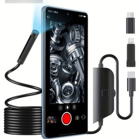 Resim Android Cihazlarına Tip-C ile Bağlanan, PVC Malzeme İçeren, Uygulama Video Kaydı Özelliklerine Sahip, Yan Ayna, Manyetik, saç tokası ve LED Ekran ile Birlikte Gelen, Yüksek Çözünürlüklü 1920P USB Endoskop Kamera - Piller Gerektirmez. 