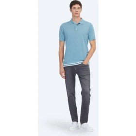 Resim Kip Mavi Düz %100 Pamuk T-Shirt 