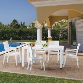 Resim Novussi Rattan Claris 150 Masa Takimi Beyaz 