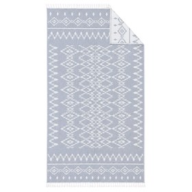 Resim Aztec Dokulu Pamuk Peştamal Açık Gri - 100x170 cm 