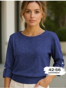 Resim Bonta Love Şık Ofis Büyük Beden Bluz 246845261 Mavi 