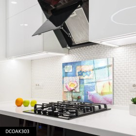 Resim Olinpa Cam Ocak Arkası Koruyucu | Yaprak Desenli 