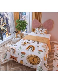 Resim Zethome Gökkuşağı Ve Hayvanlar Çift Taraflı Çocuk Nevresim Takımı 160x220 Cm Renkli 