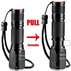 Resim Büro Ev Ofis Hediyesi İçin Şarjlı Lamba 2000lm T6 Led Işıklı Zoomlu El Feneri Gri 