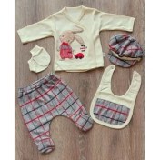 Resim Minizeyn Ekose Desenli 5'li Hastane Çıkışı Set Erkek Bebek Kasketli TavşaTakım My Sweet Car 