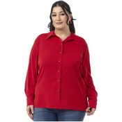 Resim Büyük Beden Reglan Kollu Kırmızı Gömlek Kırmızı 