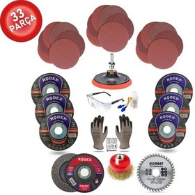Resim 33 Parça Spiral Avuç Içi Taşlama 115Mm Cırt Zımpara+Matkap Seti 