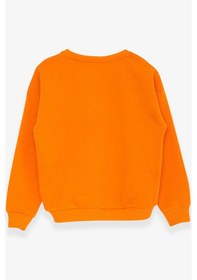 Resim Breeze Kız Çocuk Sweatshirt Yazı Baskılı 9-14 Yaş, Turuncu 