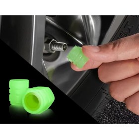 Resim Oto Motto Yeşil Fosforlu Sibop Kapağı Gece Parlayan Sibop Kapağı 4'lü Paket 