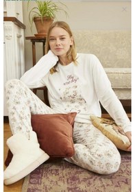 Resim Aydoğan Kadın Bisiklet Yaka Termal Pijama Takımı 30013b- 1 Adet Beyaz 