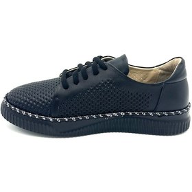 Resim Konfo Hakiki Deri Kadın Siyah Ayakkabı Siyah Deri 