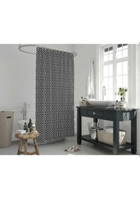Resim Banyo Perdesi 1x120x200 Tek Kanat Duş Perdesi Halka 1076 Siyah 
