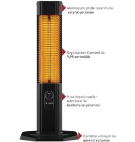 Resim Lux Lxv 1800 2000 W Termostatlı Elektrikli Kule Tipi Infrared Isıtıcı 24 m2 