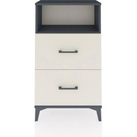 Resim Dienni Arges Komodin Tek Raflı 2 Çekmeceli 60X30X106 Antrasit-Aytaşı 