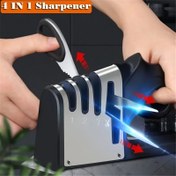 Resim 4-in-1 Profesyonel Bıçak ve Makas Bileyici - Hızlı, Kolay ve Verimli Mutfak Aracı Çeşitli Bıçaklar İçin - Tungsten Karbür Biley Sistem, Kaymaz Taban, Şarj Edilmeyen İşletim, Mutfak Bilekleri 
