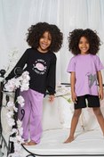 Resim for you kids 4'lü Donut Kedi Desenli Mor Siyah Pijama Takımı 