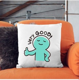 Resim Very Good Yazılı Sevimli Karakter Tasarımlı Dekoratif Yastık Kılıfı Eğlenceli Baskı, İçi Boş Çok Renkli 