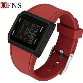 Resim Cloud011 Ofns Spor Çalar Saati 5atm Suya Dayanıklı Dijital Alarmlı Siyah Kırmızı Elektronik Diğer 