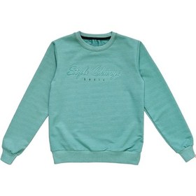 Resim İrem Kız Çocuk Style Yazı Desenli Bisiklet Yaka Yeşil Renk Sweatshirt 