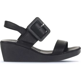 Resim Bueno Shoes Siyah Deri Kadın Dolgu Topuklu Sandalet 01WA0400 01WA0400 