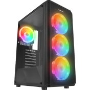 Resim Rampage HELIOS Mesh 650W 80+ Siyah Temperli Cam 4x12cm Rainbow ATX Gaming Siyah Kasa 