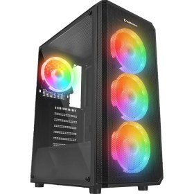 Resim Rampage HELIOS Mesh 650W 80+ Siyah Temperli Cam 4x12cm Rainbow ATX Gaming Siyah Kasa 