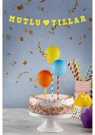 Resim Gold Mutlu Yıllar Yazılı Banner, Yeni Yıl, Doğum Günü Partisi, Simli Eva Banner Tüm Yaşlar 