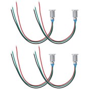 Resim Maiyame 4 Adet Ön-kablolu M10 Dairesel Led İşaret Lambası, Su Geçirmez Ip67, Ortak Anot, Kırmızı-yeşil İki Renkli, 12-24v, Endüstriyel Kullanım 