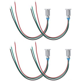 Resim Maiyame 4 Adet Ön-kablolu M10 Dairesel Led İşaret Lambası, Su Geçirmez Ip67, Ortak Anot, Kırmızı-yeşil İki Renkli, 12-24v, Endüstriyel Kullanım 