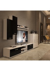 Resim Decoraktiv Eko 6 Mdf Dvd Tv Ünitesi Tv Sehpası Beyaz - Siyah 