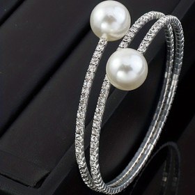 Resim Barok Taşlı Sahte İnci Çok Katlı Bilezik, Çok Sıralı Sahte İnci Taşlı Dekor El Takı Kolu Bileziği 