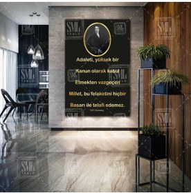 Resim SML TABLO Avukat Hakim Savcı Hukuk Büro Ofis Adalet Sözleri Channing Dikey Kanvas Tablo 