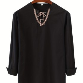 Resim Erkekler için Vintage Rahat Kesim Uzun Kollu V Yaka ve İp Beli - Derin Bordo Geometrik Desen, Dekoratif Düğme Aplike Yaka, H Bedeni Tüm Mevsimler İçin Konforlu, Yarı Resmi-Günlük Giyim (Esnek Olmayan Kumaş) 