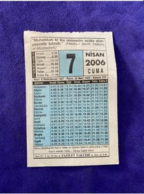 Resim 7 Nisan 2006 Takvim Yaprağı - Nostalji Koleksiyonluk Takvim Yaprağı 