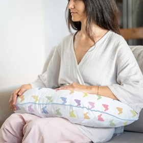 Resim Müslin Bebek Emzirme Destek Yastığı - Rainbow Lapin Blue 
