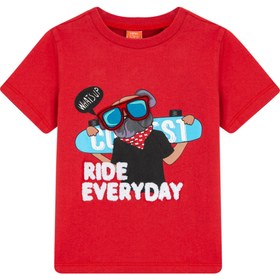 Resim Erkek Bebek Koton Friends Kids Baskılı Bisiklet Yaka Kısa Kollu İşlemeli Tişört 