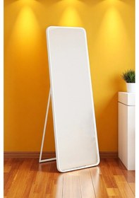 Resim Raven Oval Kesim Modern Metal Ayaklı Boy Aynası 170 X 60 Beyaz 
