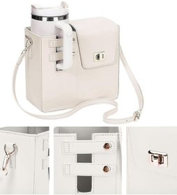 Resim Deri Çanta Termos Kahve Bardağı Tutucu Çok Amaçlı Taşıma Çantası Beyaz 