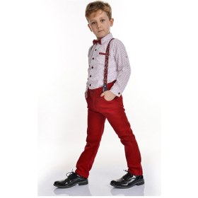 Resim Mnk Baby & Kids Renkli Pantolon Gömlekli Erkek Çocuk Takım Bordo 