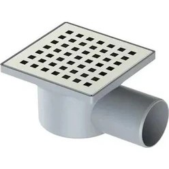 Resim Krom Süzgeç Izgaralı Krom Plastik Yer Süzgeci Yer Sifonu 10 x 10 x 50 cm Yandan Çıkışlı 