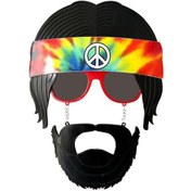 Resim Nessiworld Siyah Saçlı Bandana Tasarımlı Hippi Parti Gözlüğü 26x18 cm 