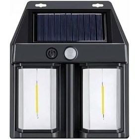 Resim Rustik Ampul İkili Solar Duvar Aplik Güneş Enerjili Hareket Sensörlü 1 ADET 