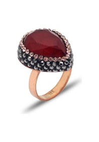 Resim Yakut Ve Swarovski Taşlı 925 Ayar Gümüş Kadın Üçlü Set 201025576 