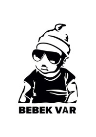 Resim Bebek Var Oto Cam Sticker Siyah 9,5 15 Cm 