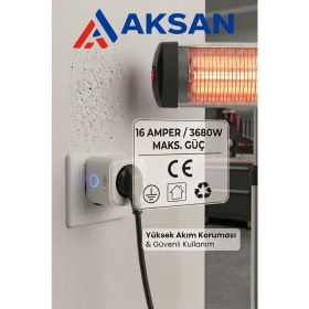 Resim Cata CT-4010 16 Amper Wi-Fi Akıllı Priz - Telefondan Kontrollü, Uzaktan Kumandalı, Zaman Ayarlı Priz 