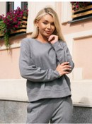 Resim Düz Renkli Oversize Hoodie Sweatshirt 241232794 Gri 
