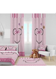 Resim Minnie Figürlü Dijital Baskı Tek Kanat Fon Perde 