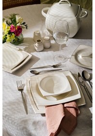 Resim Emsan Fine Bone Zencerek 60 Parça 12 Kişilik Yemek Takımı Kare 