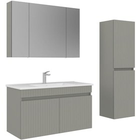 Resim Orka Tivoli 100 Cm Mat Kaşmir Banyo Dolabı Takımı Ve Boy Dolabı Kaşmir 